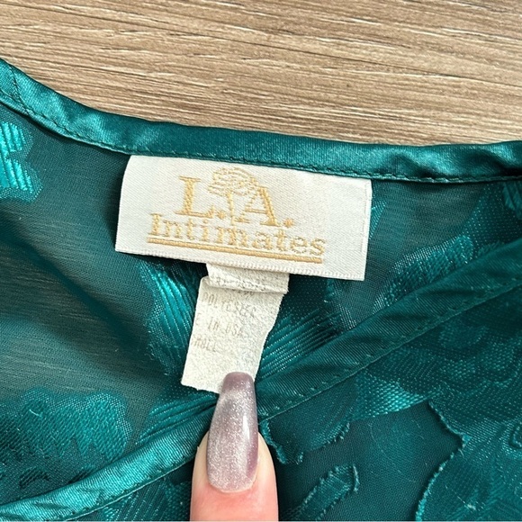 LA Intimates Vintage Green Floral Patch Mesh Slip Dress Women Size small - Picture 4 of 7